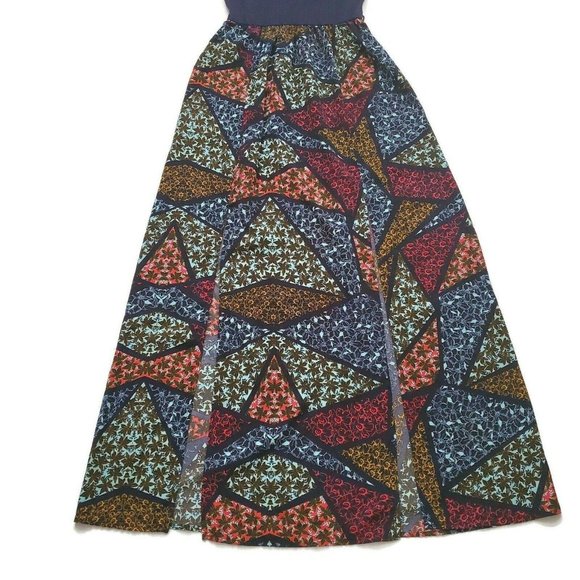 Love Fire Women's Belted Waist Multicolor Print Maxi Summer Dress Size Medium - Picture 7 of 11